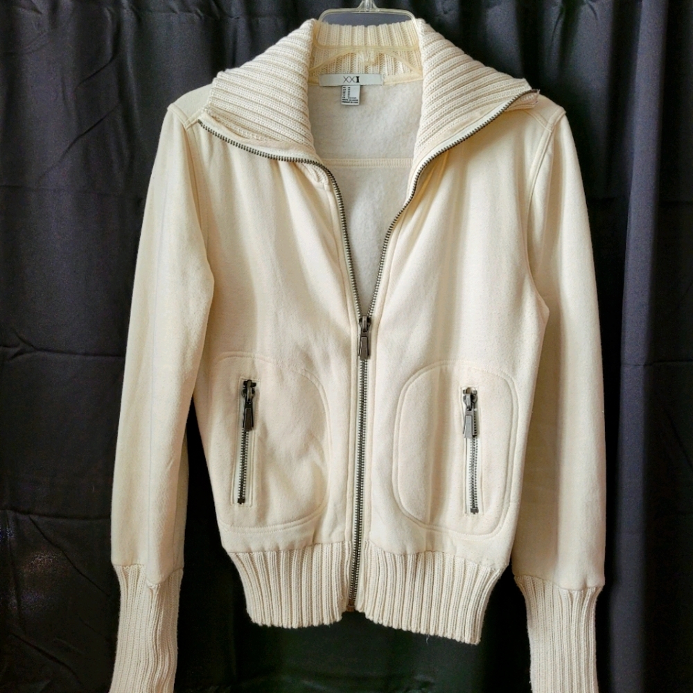 Cream zip-up sweater
